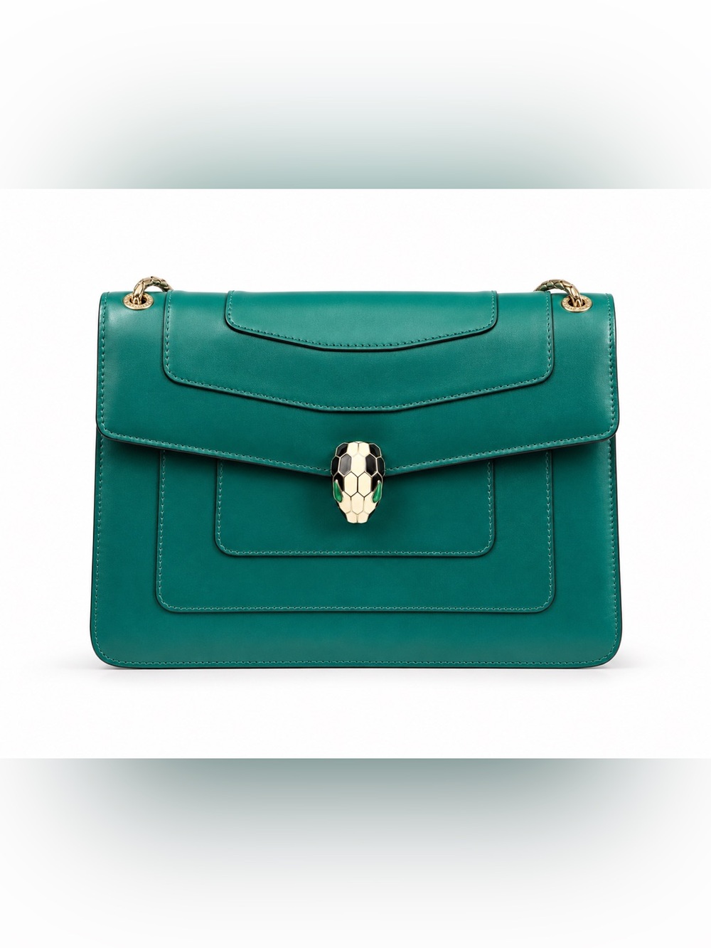 Bvlgari Serpenti Forever Medium Shoulder Bag Emerald Green Calf Leather - Picture 2 of 11
